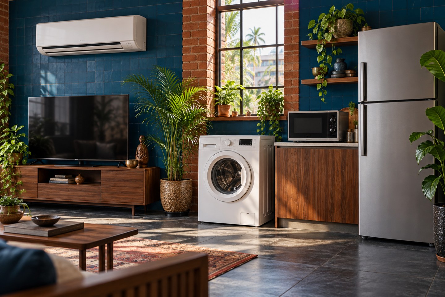 Home appliances in a colourful apartment